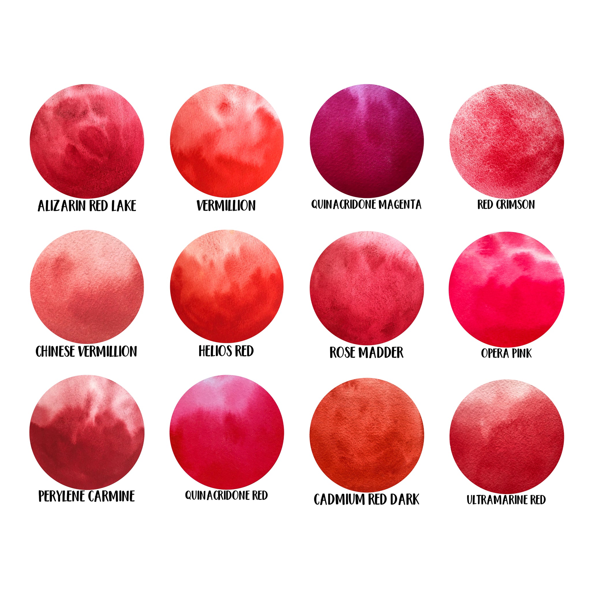 篠田桃紅 Variations of Vermilion　　　朱 Red Colors Set - 12 or 16 Color Set Extension - Carmine, Crimson
