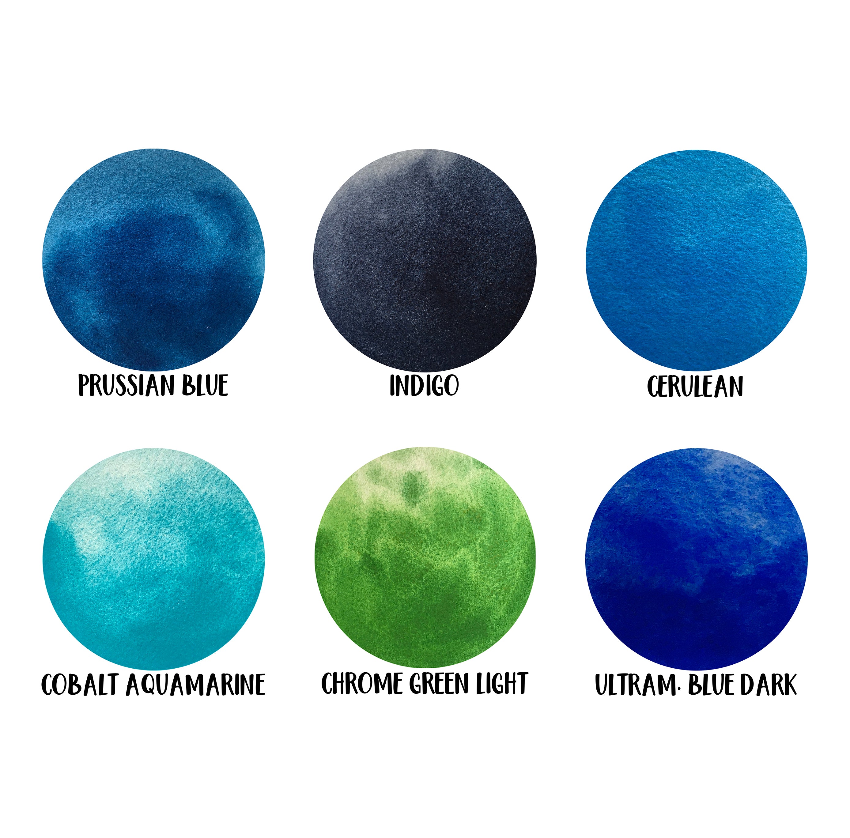 Ocean Blue Colors - 6 Color Set - Aquamarine, Ultramarine 