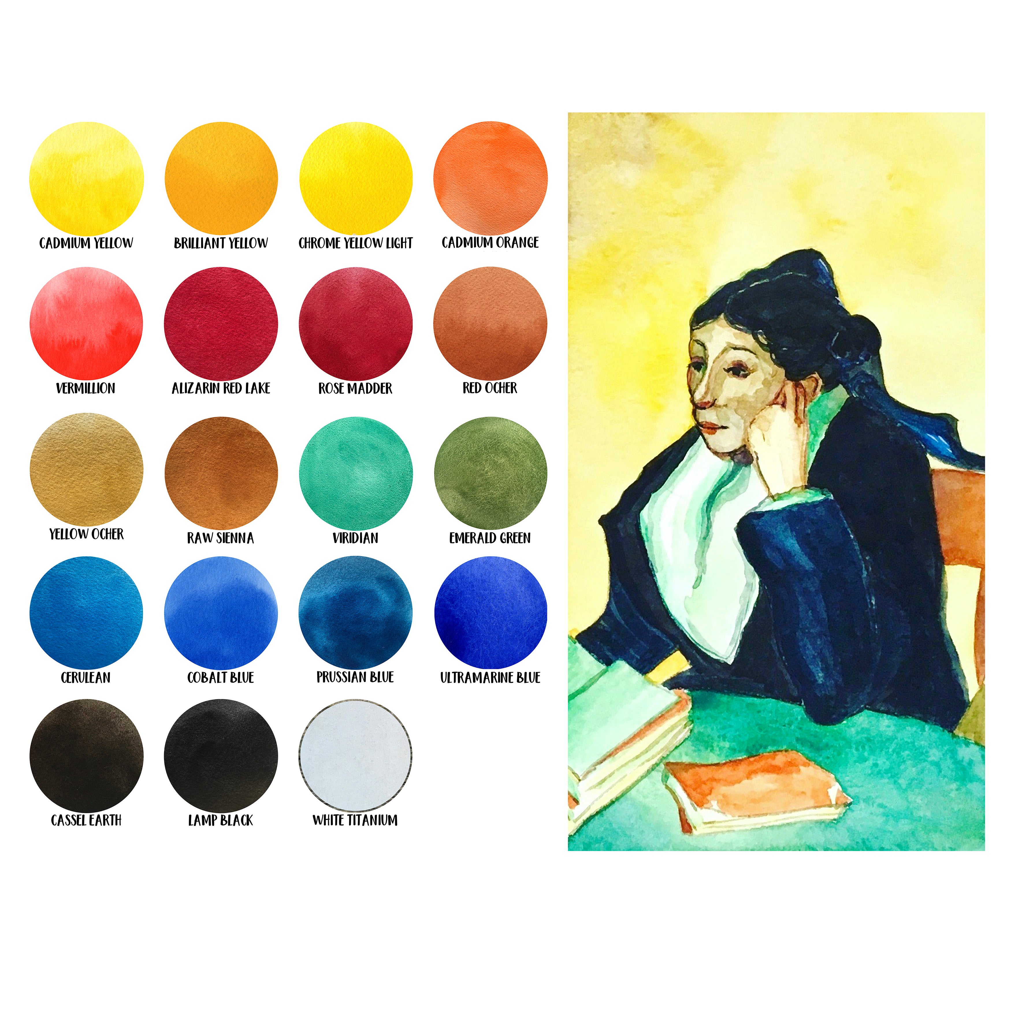 Van Gogh Watercolors Set - Muted Colors Set of 12 Half Pans